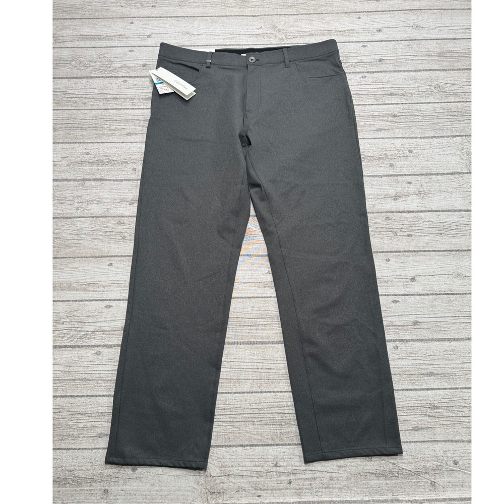 NEW Calvin Klein Dress Pants Men's 36x30 Gray Slim Fit 4-Way Stretch Flat Front